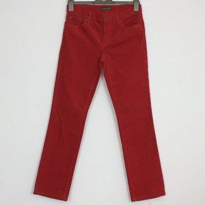 Ralph Lauren Jeans Co Womens 30 Red Corduroy Classic Straight Mid Rise Pants